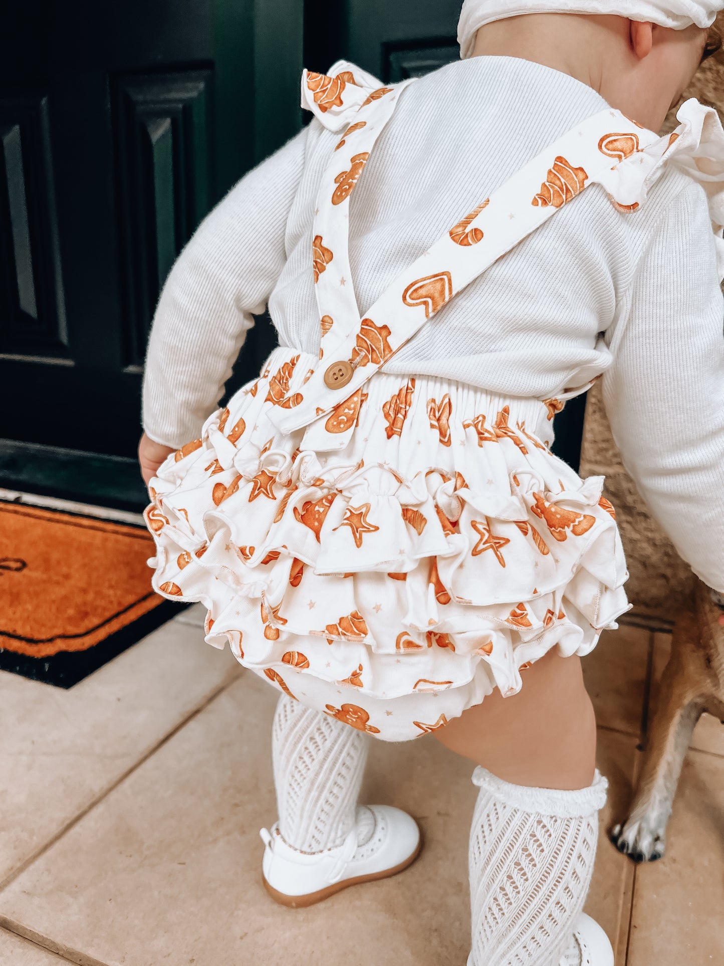 Christmas Gingerbread Frilly Romper