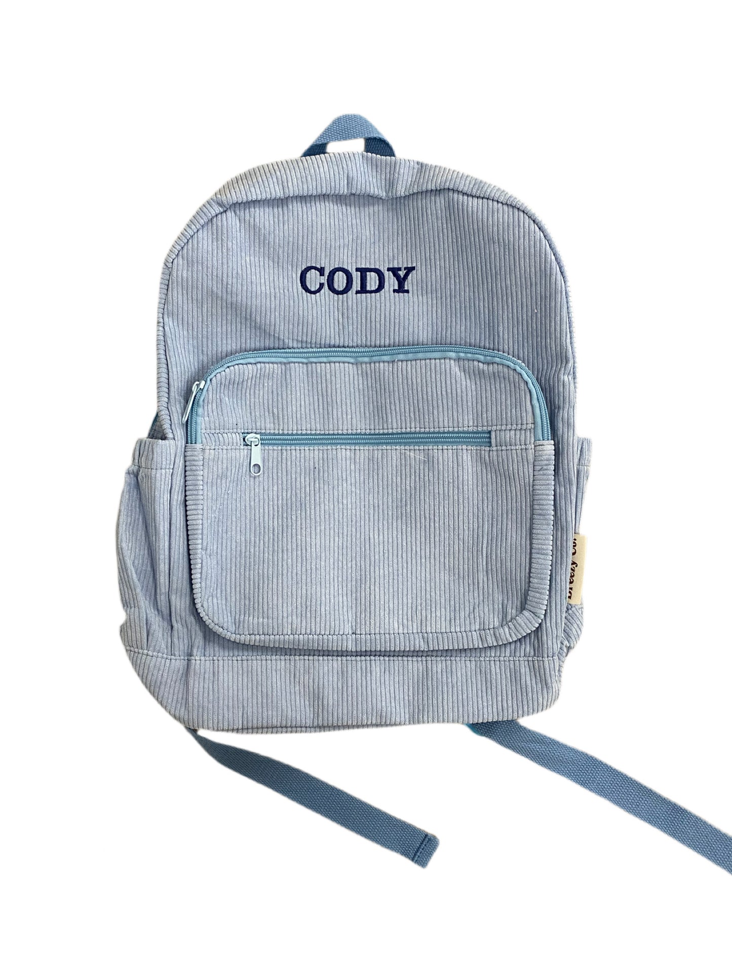 Corduroy Backpack Personalised - Sky Blue