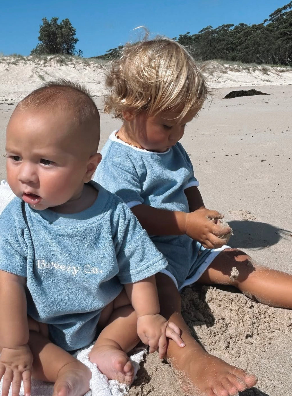 Terry Bubble Romper - Azure