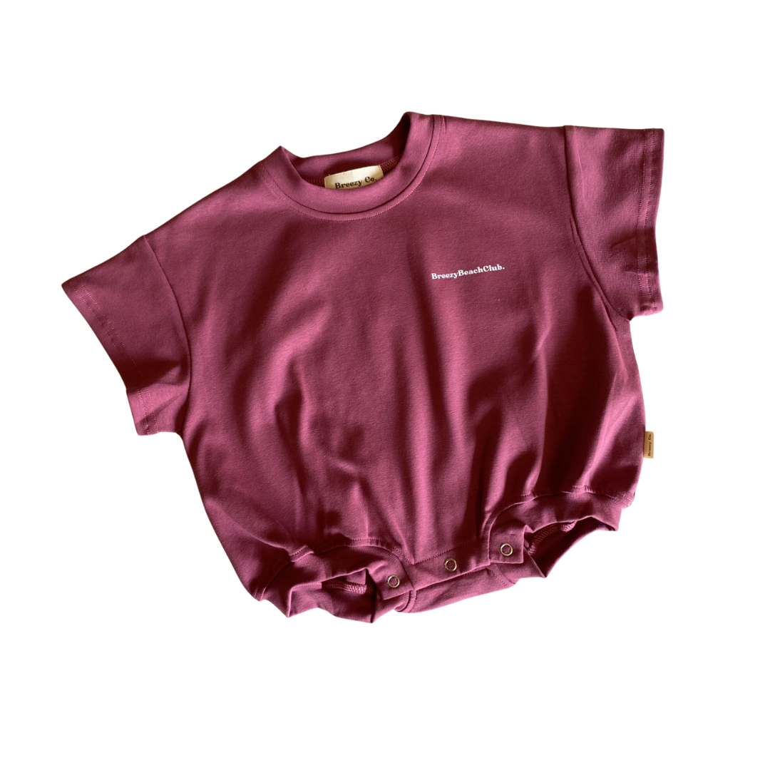 Breezy Beach Club Bubble Romper - Maroon