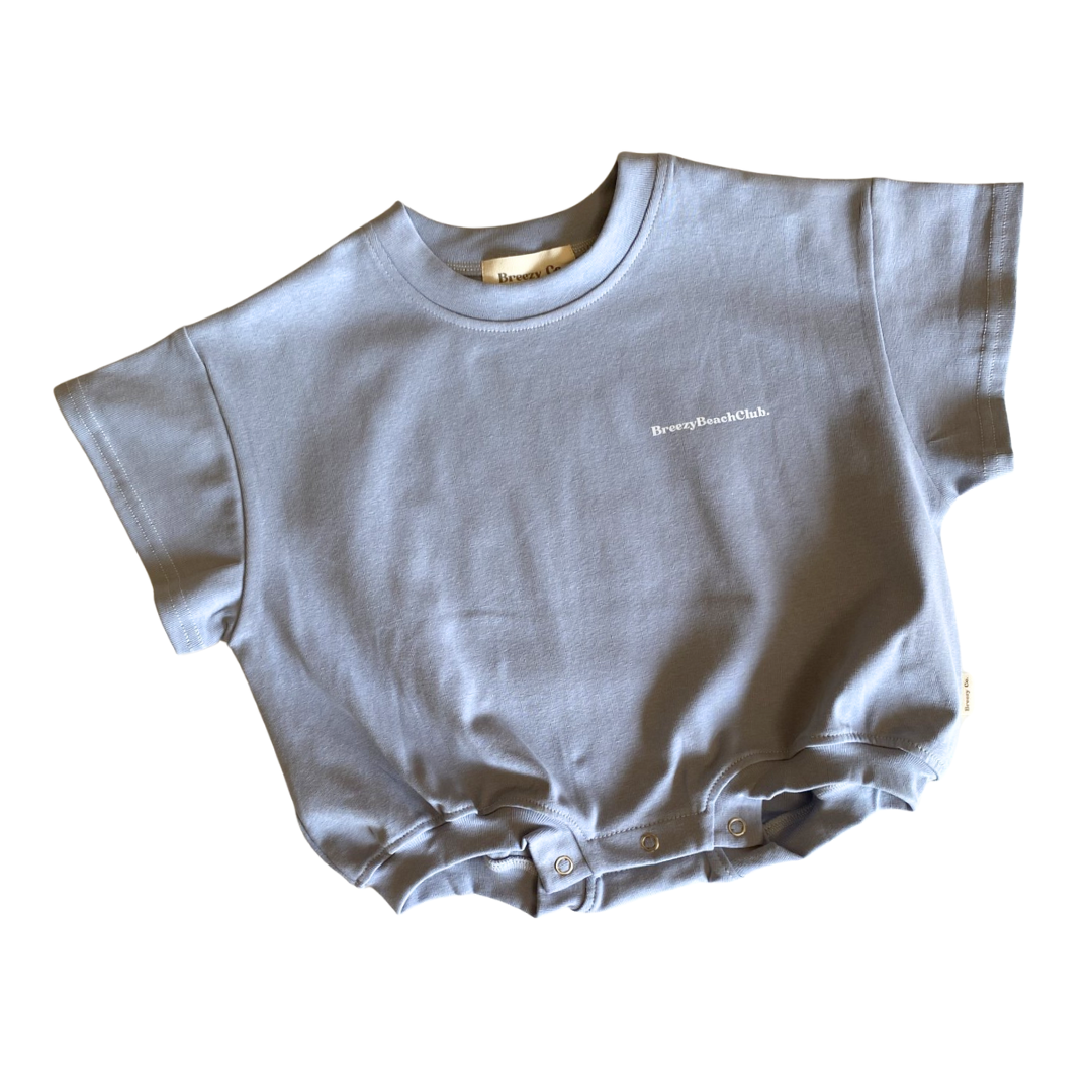 Breezy Beach Club Bubble Romper - Pale Blue