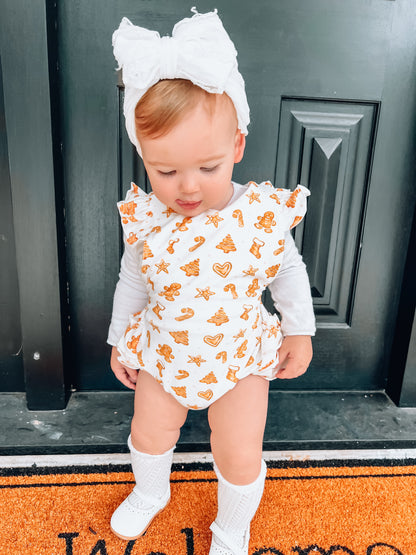 Christmas Gingerbread Frilly Romper