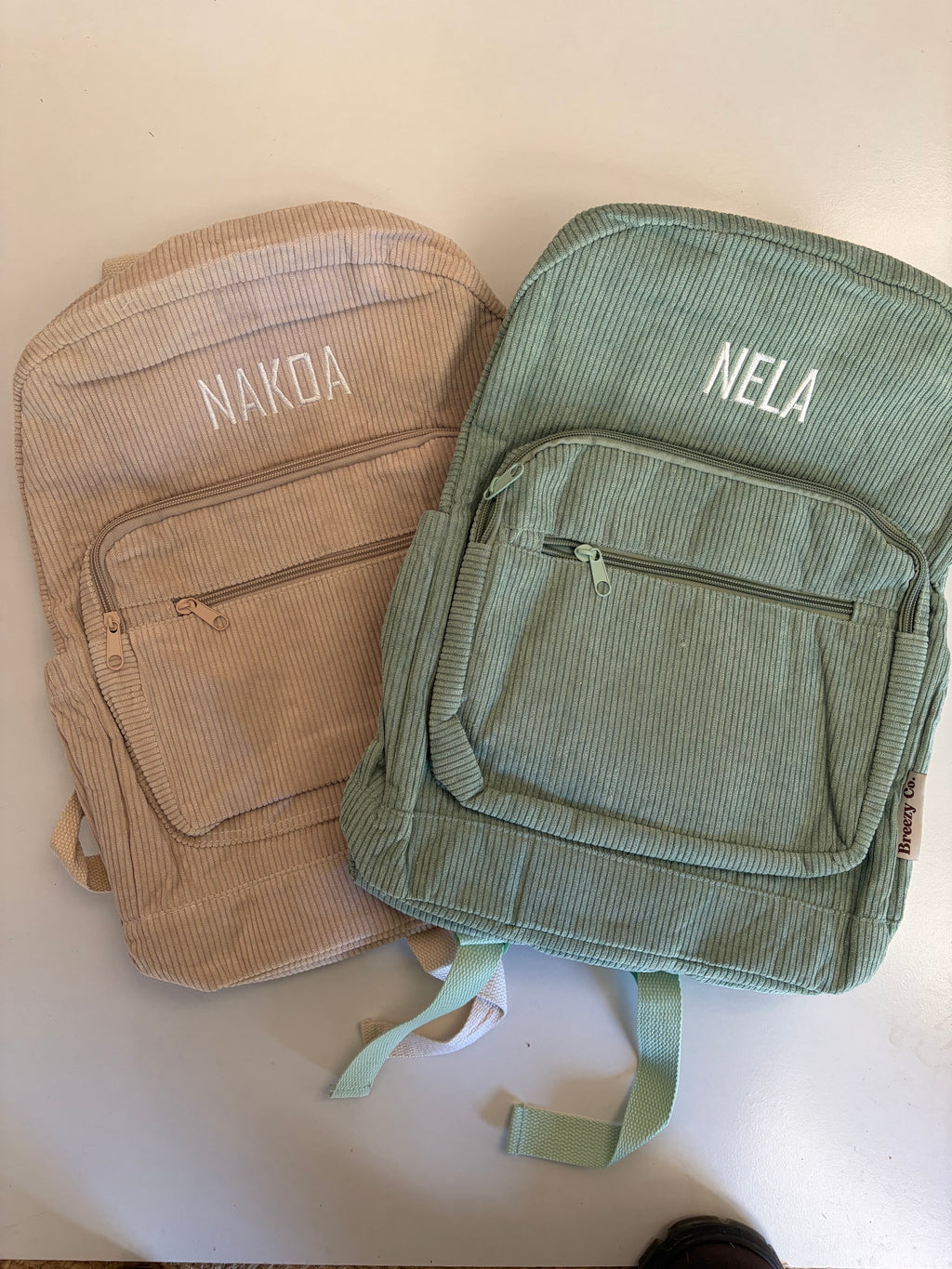 Corduroy Backpack Personalised - Pistachio