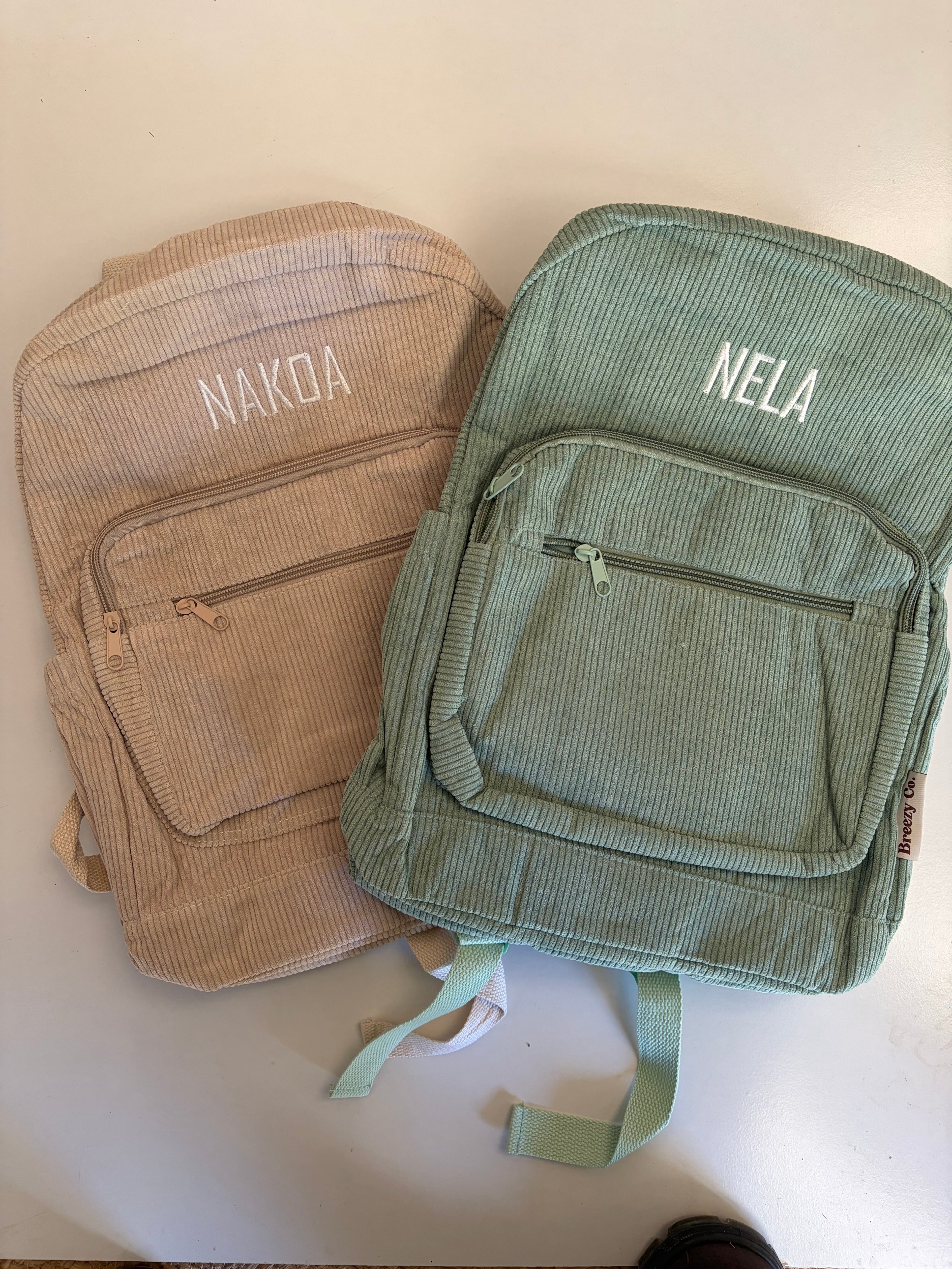 Corduroy Backpack Personalised - Pistachio