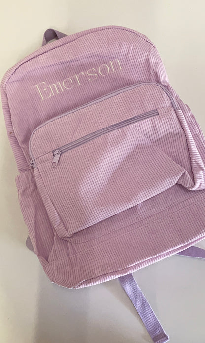 Corduroy Backpack Personalised - Lilac