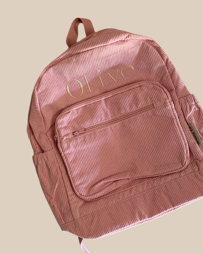 Corduroy Backpack Personalised - Pink