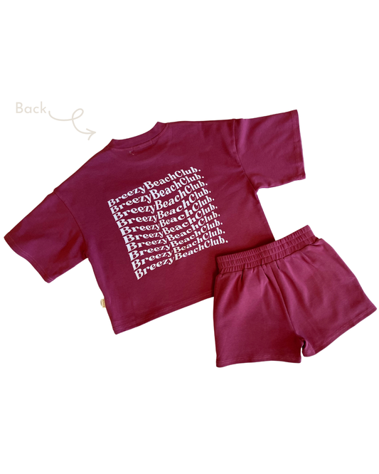 Breezy Co Beach Club Set - Maroon
