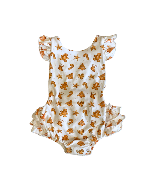 Christmas Gingerbread Frilly Romper
