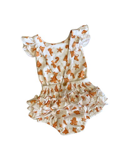 Christmas Gingerbread Frilly Romper