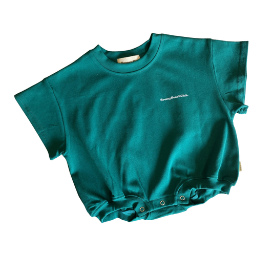 Breezy Beach Club Bubble Romper - Forrest Green