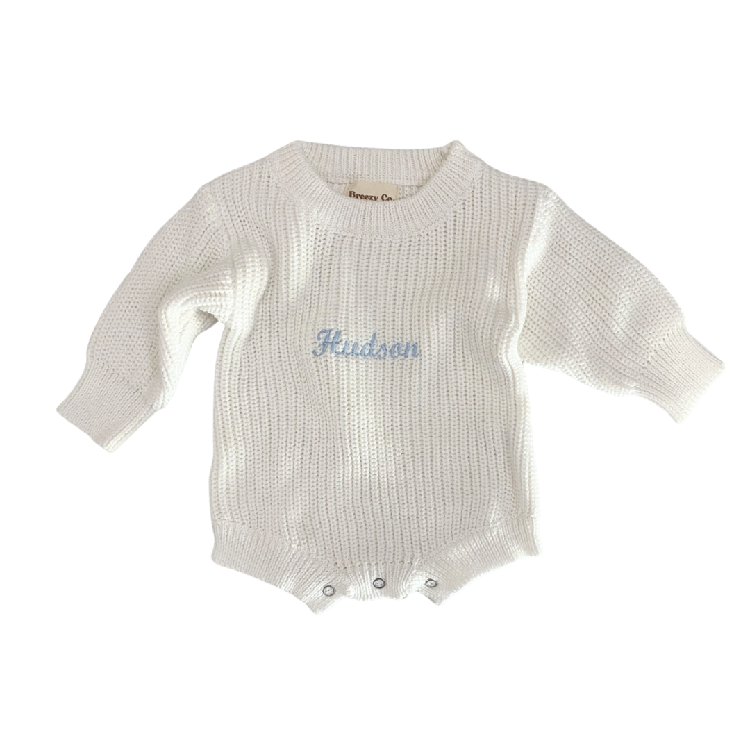 Personalised Knit Romper - Milk