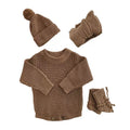 Long Sleeve Knit Romper - Brown