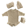 Frill Knit Romper - Sand