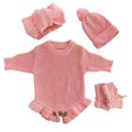 Frill Knit Romper - Pink